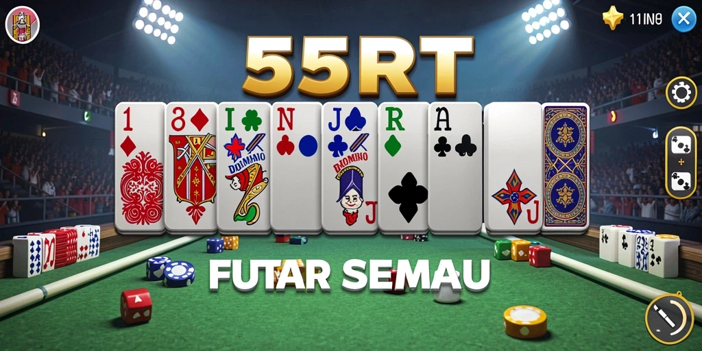 Screenshot gameplay Domino yang menggambarkan keseruan di 55RT.