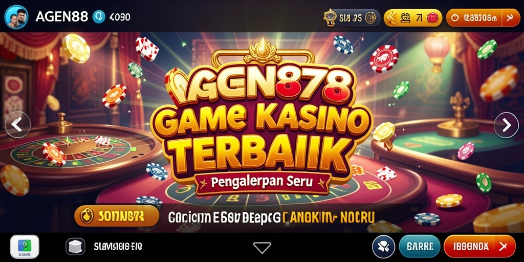 Screenshot utama AGEN878 menunjukkan pemain menikmati permainan Kasino yang seru.