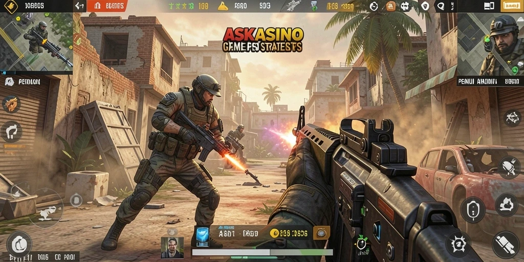 Gameplay menegangkan di ASKASINO dengan aksi tembak-menembak intens.
