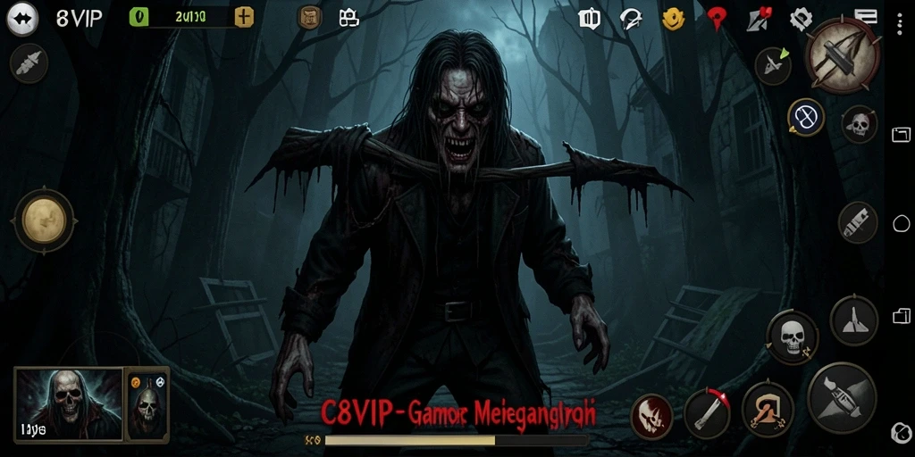 Screenshot utama C8VIP menampilkan gameplay horor yang intens.