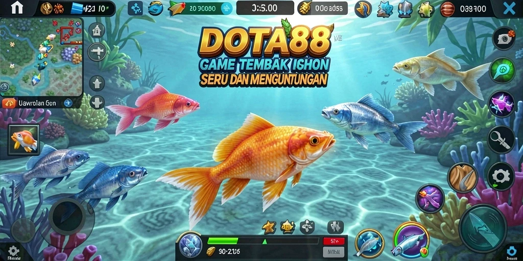 Screenshot DOTA88 menampilkan aksi seru Tembak Ikan dengan grafis menarik.