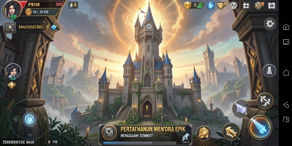Tampilan gameplay menakjubkan dari FB168 yang menampilkan aksi Tower Defense.