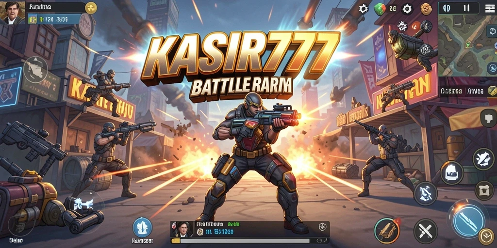 Tampilan gameplay KASIR777 dengan pertempuran seru di medan Battle Royale.