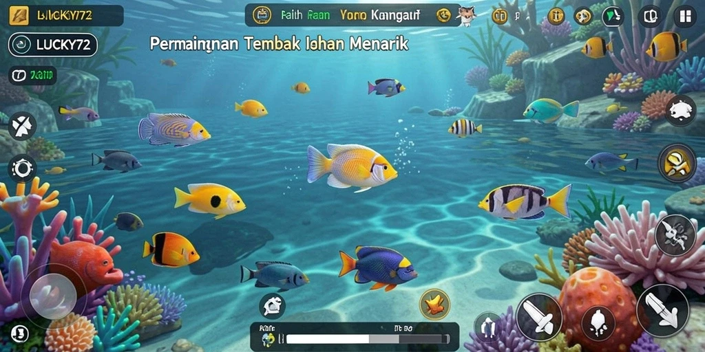 Tampilan menarik gameplay LUCKY72 dalam permainan Tembak Ikan.