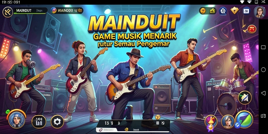 Screenshot gameplay MAINDUIT yang menunjukkan interaksi pengguna dengan musik.