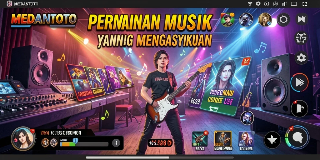 Tampilan utama MEDANTOTO dengan gameplay musik yang seru.