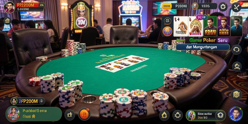 Tampilan gameplay P200M menampilkan aksi Poker yang seru dan mendebarkan.