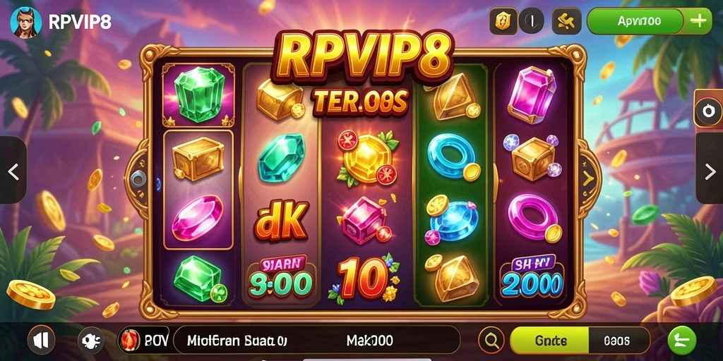 Screenshot utama RPVIP8 menampilkan gameplay slot yang mengasyikkan.