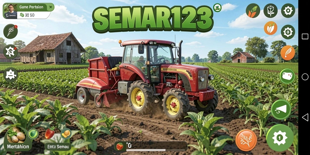 Tampilan gameplay menarik dari SEMAR123 yang menunjukkan aktivitas pertanian.