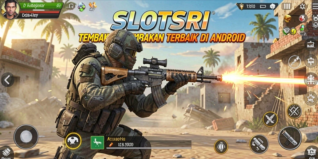 Tampilan seru gameplay FPS SLOTSRI saat pertempuran intens.