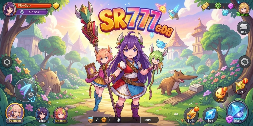 Tampilan memukau dari gameplay SR777 dengan karakter anime yang menarik.