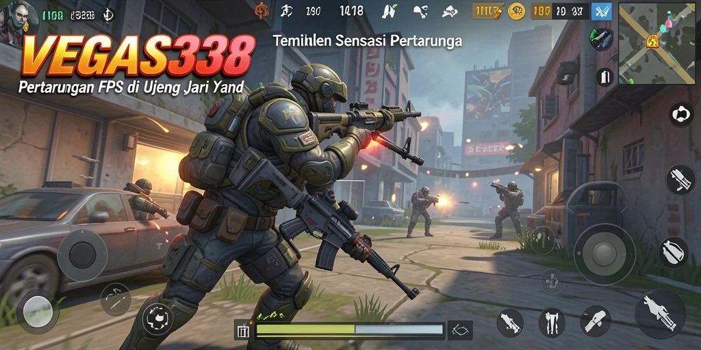Tampilan gameplay menegangkan dalam VEGAS338 dengan aksi FPS yang mendebarkan.